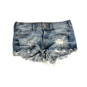 Express Distressed Denim Cutoff Shorts Size 2 | Frayed Hem | Low Rise